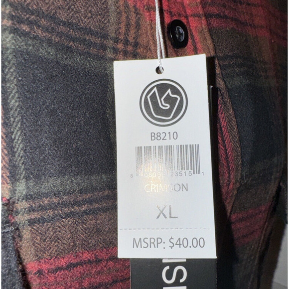 Burnside Men’s Plaid Flannel Shirt Crimson Red Size XL NWT Camping Grunge - Picture 11 of 13